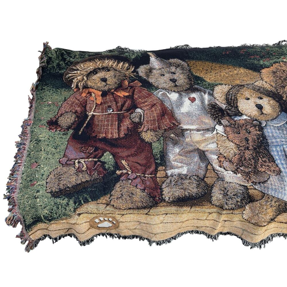 NWT Wizard Of Oz Throw Blanket Boyds Bears Tapestry 50x70” Fringed Cotton